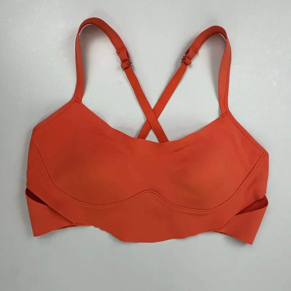 Free People Movement Bra Women Small Orange Adjustable Strap Lined Padded Active